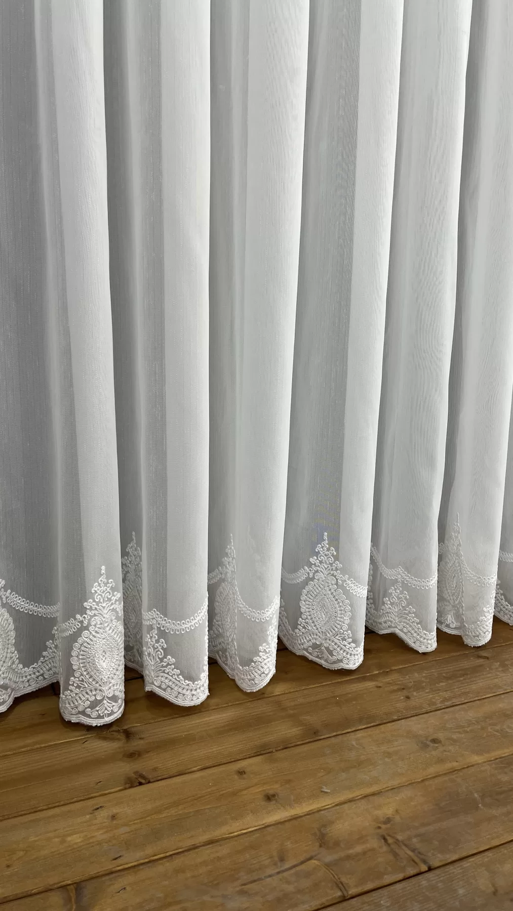 Bambu Eteği Güpürlü Modern Her Odaya Uygun Tül Perde