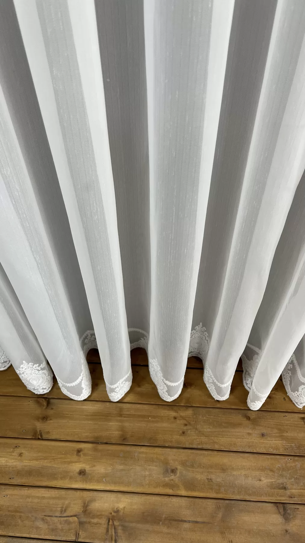 Bambu Eteği Güpürlü Modern Her Odaya Uygun Tül Perde