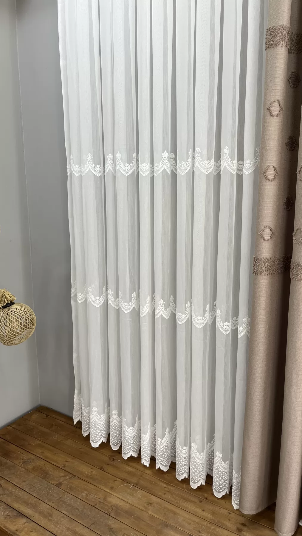 Nakışlı Bamboo İşlemeli Güpürlü Her Odaya Uygun Tül Perde