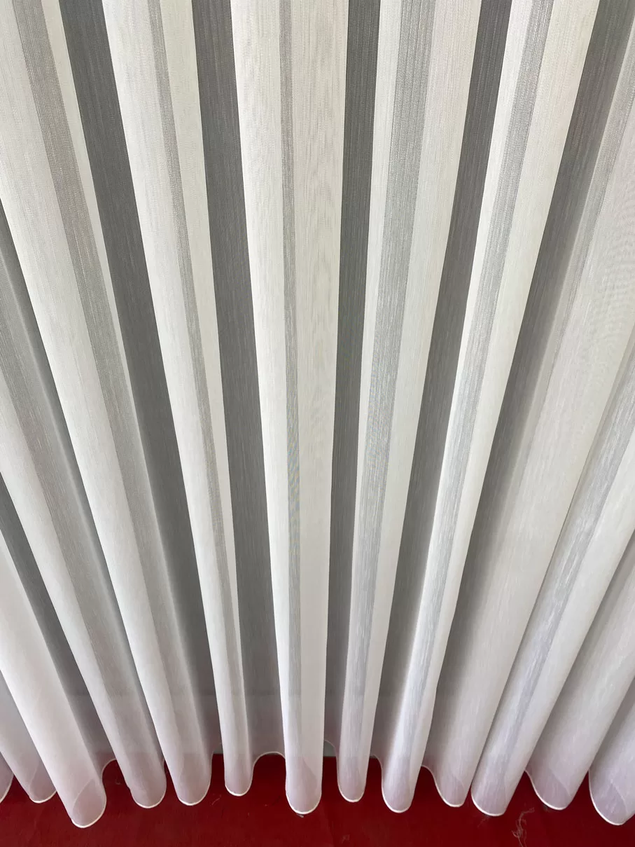 İpek Bambu Kırık Beyaz Tül Perde Dikili