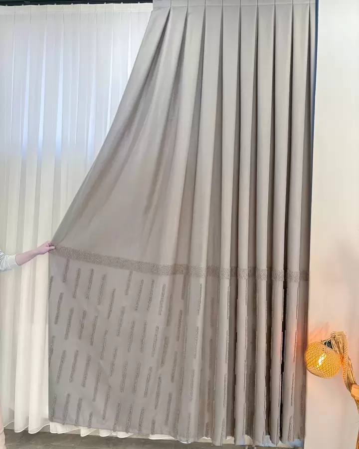 100 cm Dikili Pomelissa Ponponlu Fon TEK KANAT (Bej V04)