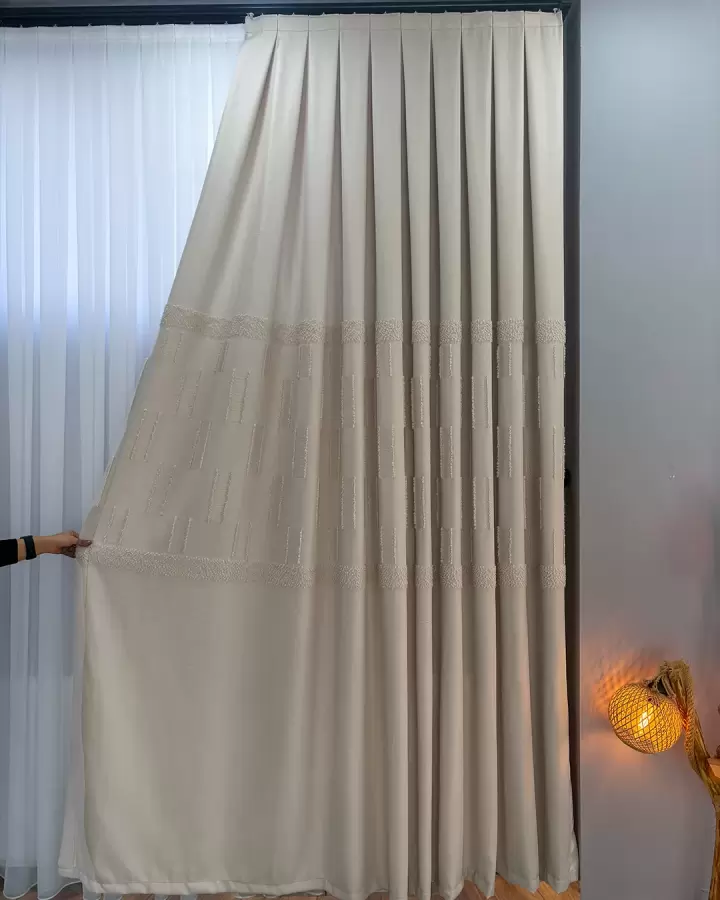 100 cm Dikili Pomelissa Ponponlu Fon TEK KANAT (Bej V04)