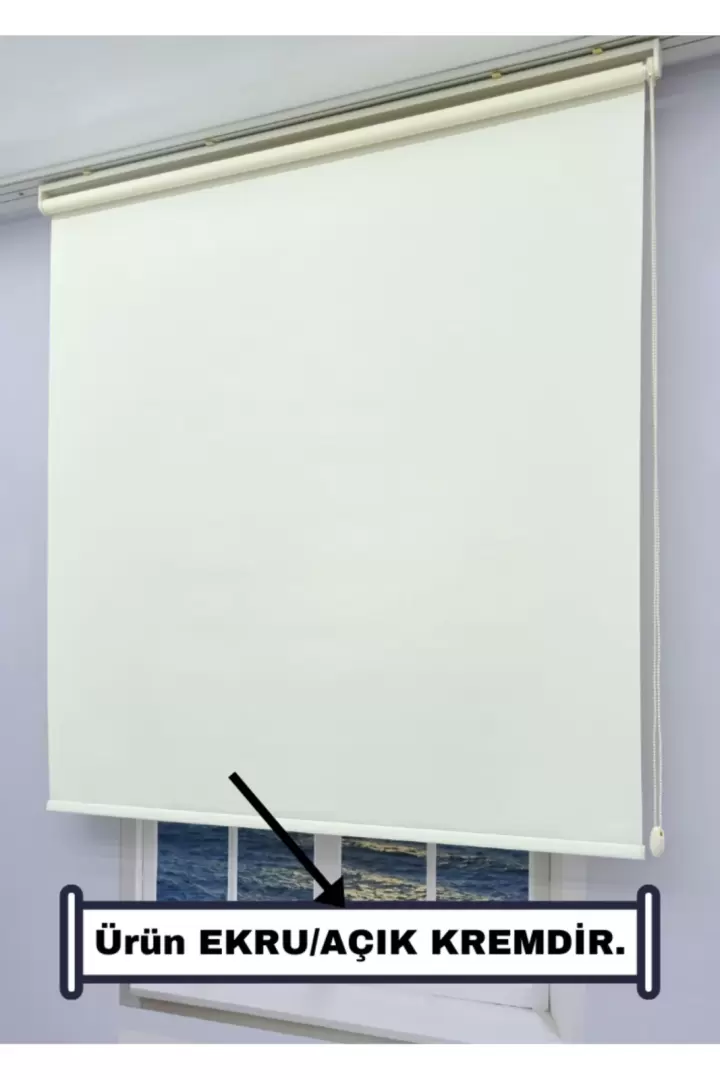 Stor Perde - ETEKLİ MODEL - Mat Stor Güneşlik - Alüminyum Kasa ve Boru (Krem)