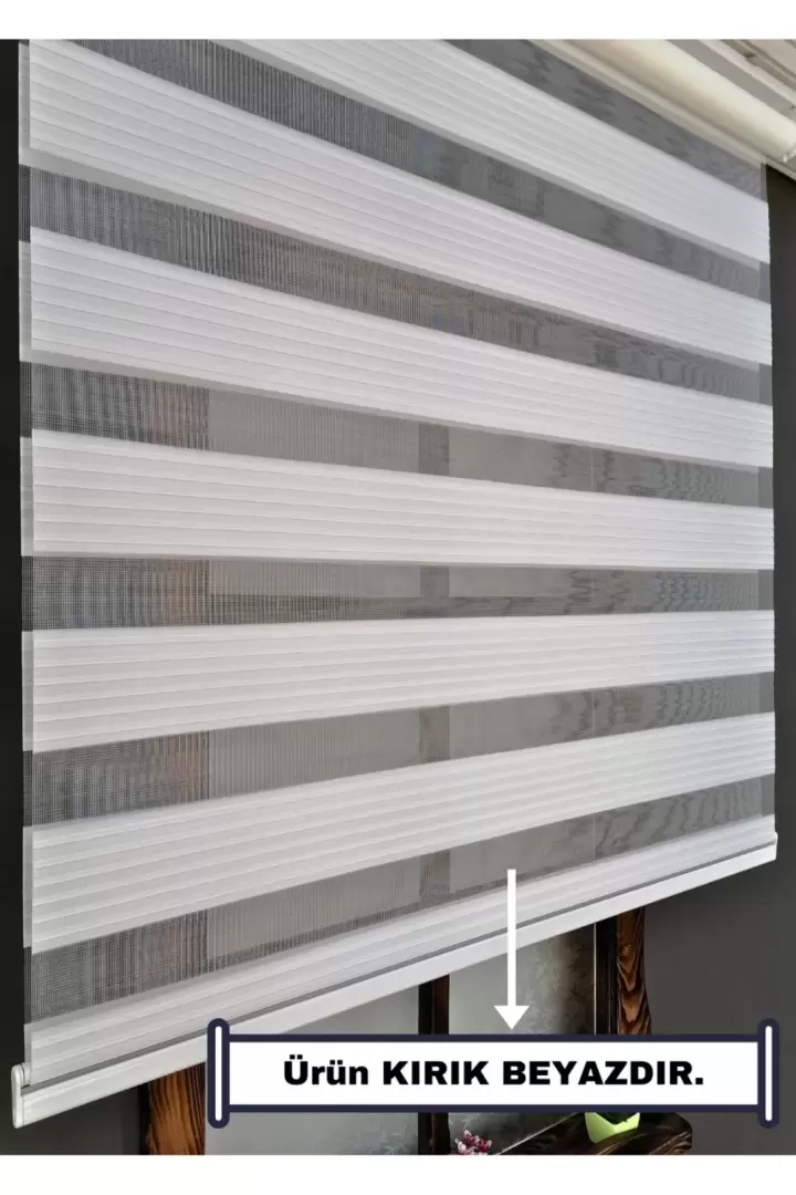 Zebra Stor Güneşlik Perde - TEK PERDE 2 FONKSİYON (TÜL+GÜNEŞLİK) - Alüminyum Aksam (BEYAZ-DÜZ)