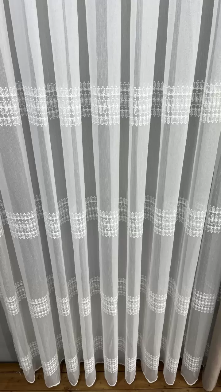 Nakışlı Bamboo İşlemeli Güpürlü Her Odaya Uygun Tül Perde (12P9467B)