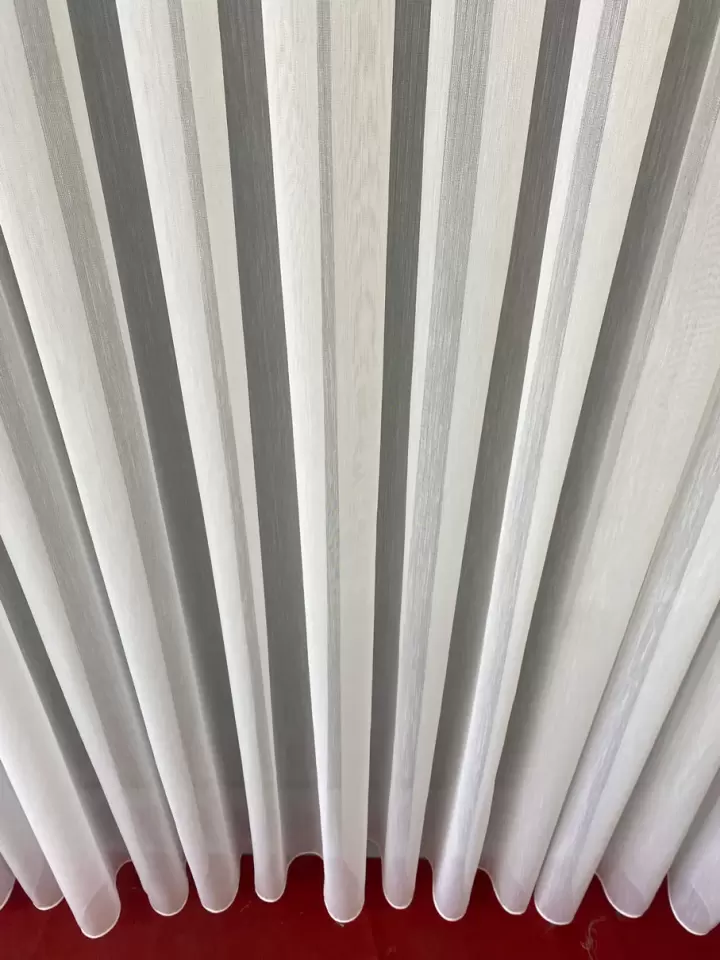 İpek Bambu Kırık Beyaz Tül Perde Dikili (Simsiz)