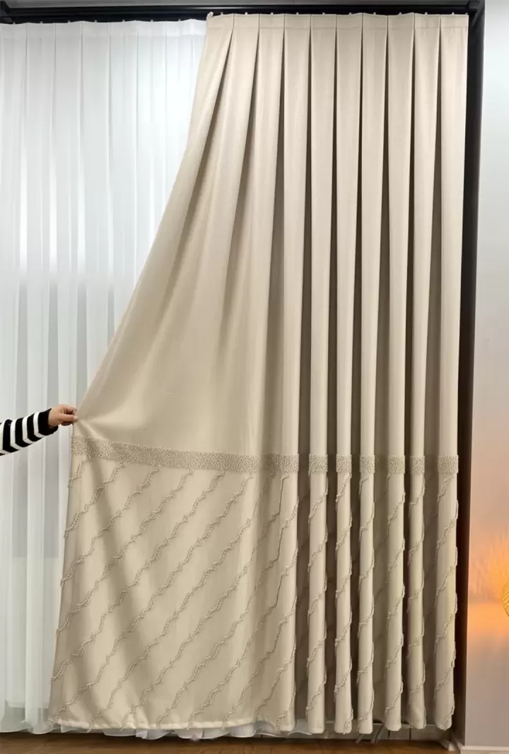 100 cm Dikili Pomelissa Ponponlu Fon TEK KANAT (Bej V04)
