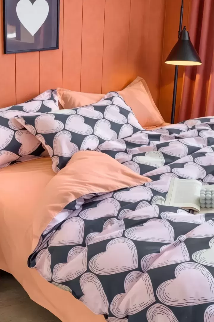 TEK KİŞİLİK NEVRESİM TAKIMI LOVE (LACİVERT PEMBE)