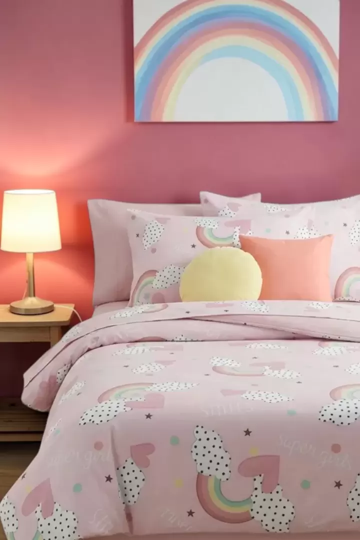 LASTİKLİ ÇARŞAFLI TEK KİŞİLİK BEBEK ÇOCUK GENÇ NEVRESİM TAKIMI LİMON (Pembe)