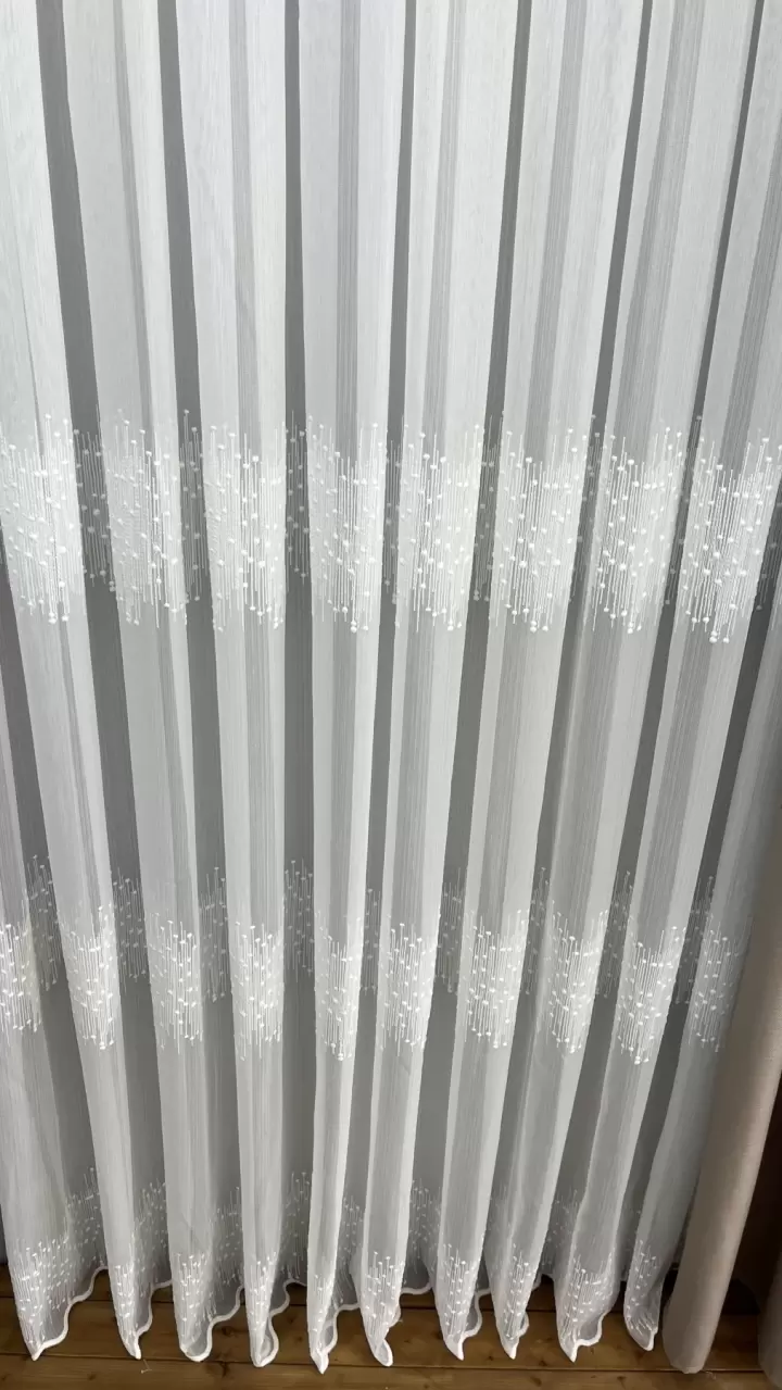 Nakışlı Bamboo İşlemeli Güpürlü Her Odaya Uygun Tül Perde (12P9460A)