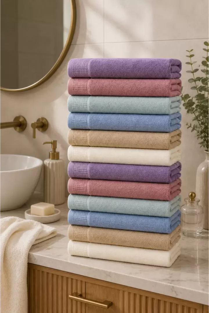 12 adet 40x70 havlu (Pembe)