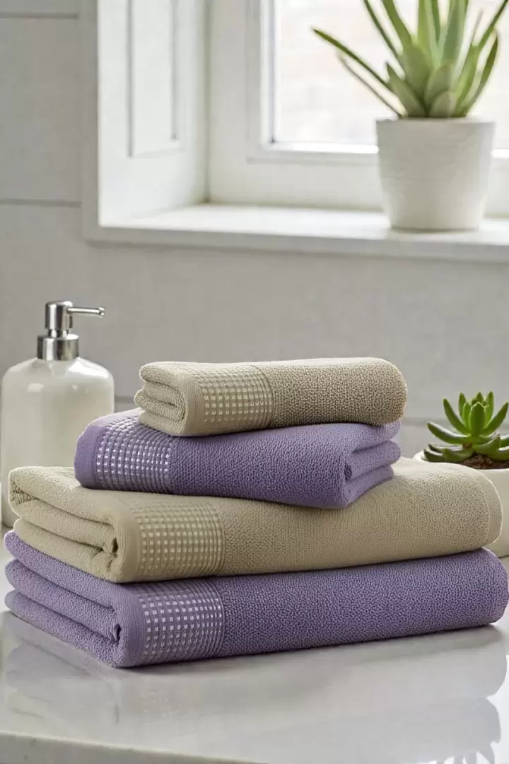 BANYO HAVLU SETİ DREAM SERİSİ (BEJ LİLA)