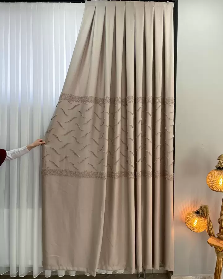 100 cm Dikili Pomelissa Ponponlu Fon TEK KANAT (Bej V04)
