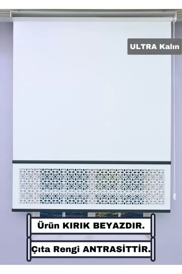 Lazer Stor Perde - Renkli Çıta Detaylı (Gri)