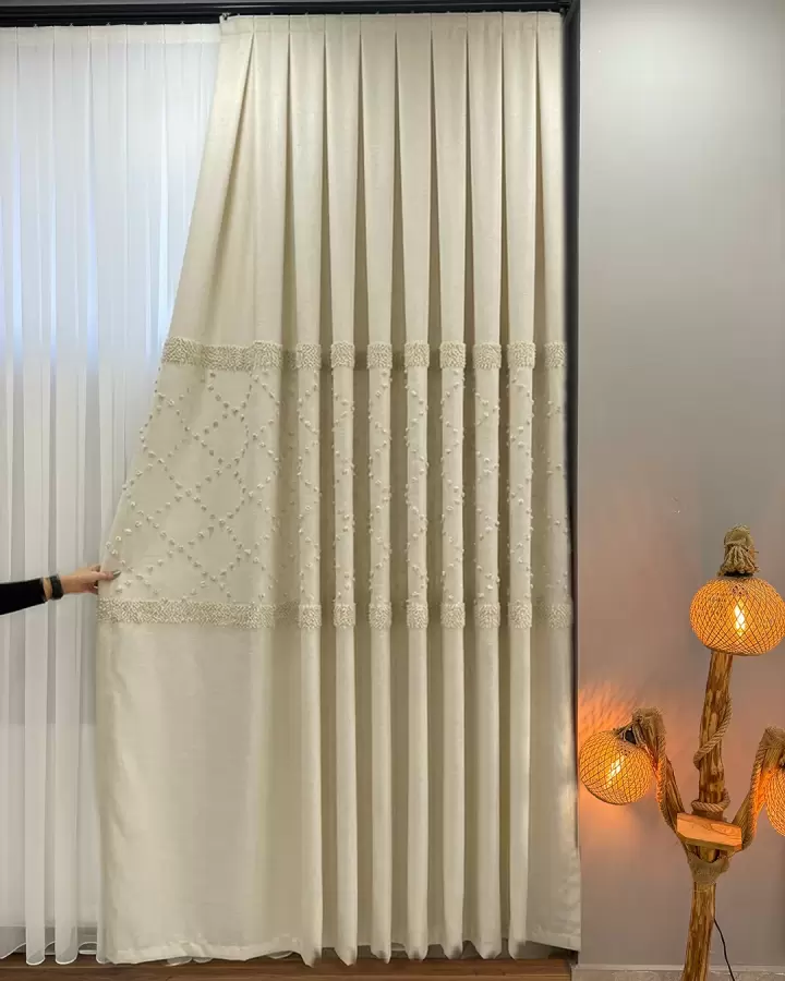 100 cm Dikili Pomelissa Ponponlu Fon TEK KANAT (Krem V03)