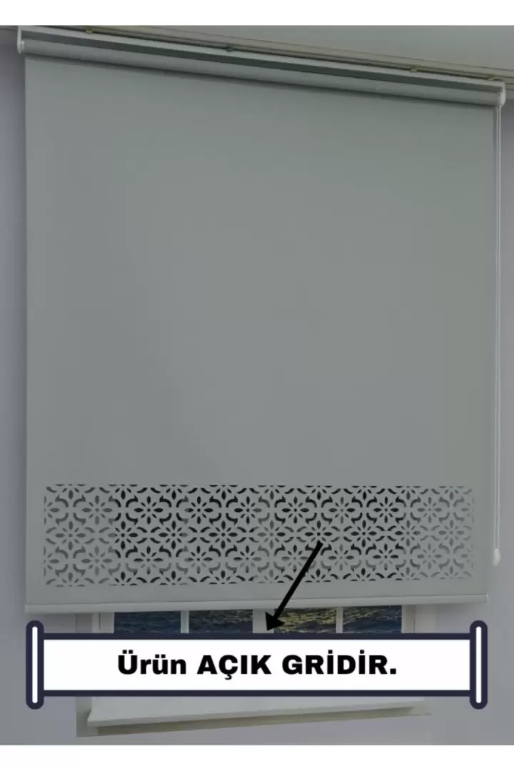 Lazer Kesim Kalın Ithal Mat Stor Perde - 30 Cm Lazer Yüksekliği (Açık Gri)