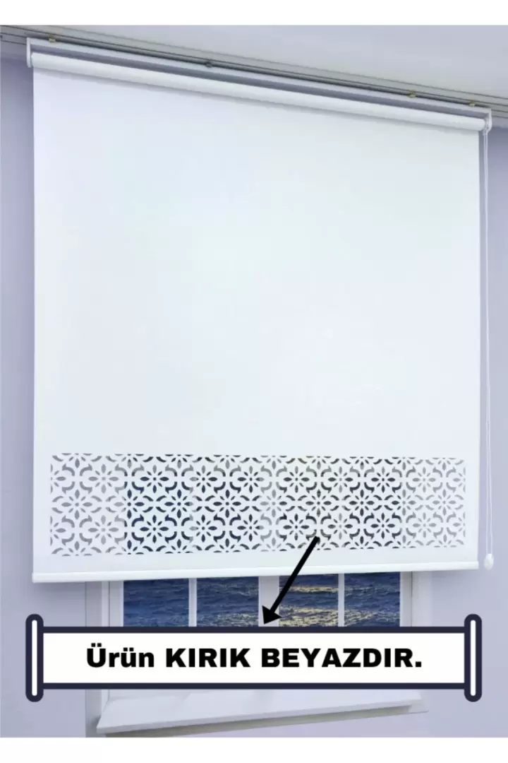 Lazer Kesim Kalın Ithal Mat Stor Perde - 30 Cm Lazer Yüksekliği (Beyaz)