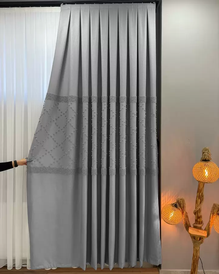 100 cm Dikili Pomelissa Ponponlu Fon TEK KANAT (Gri V12)