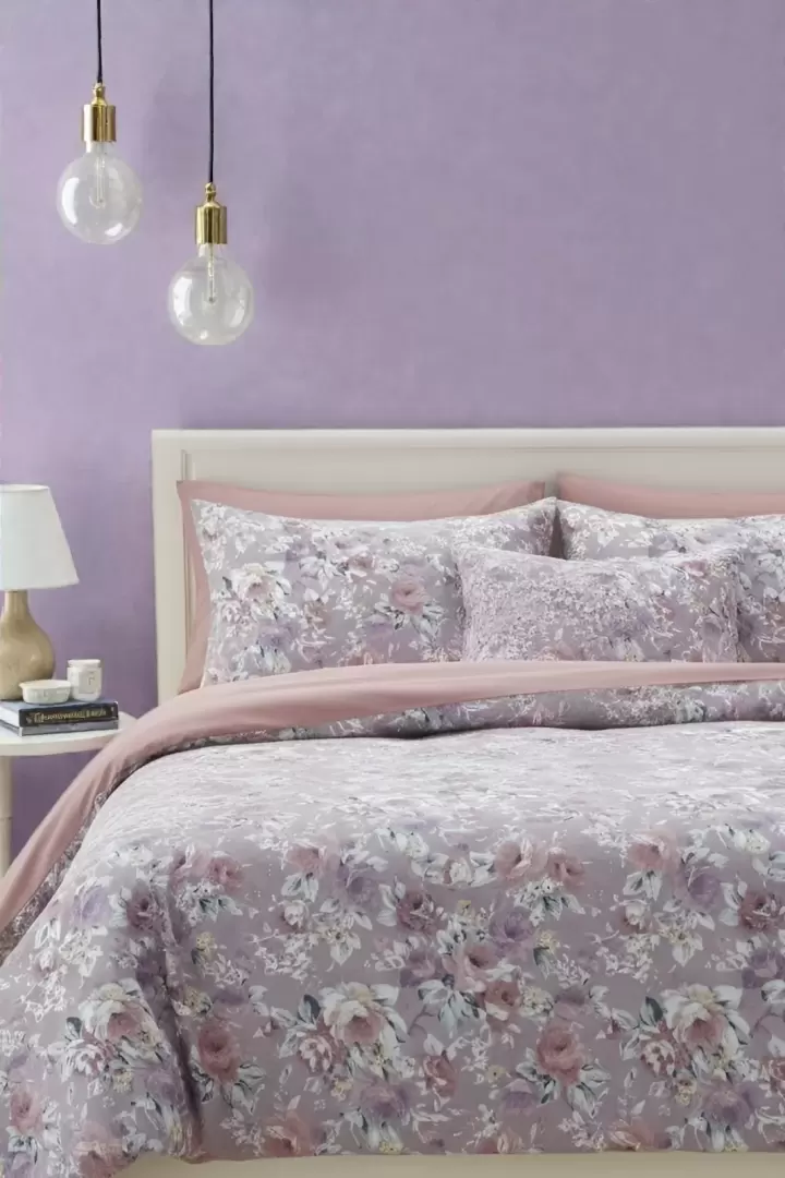 LASTİKLİ ÇARŞAFLI ÇİFT KİŞİLİK NEVRESİM TAKIMI LİMONCELLO (Pembe gül kurusu lila)