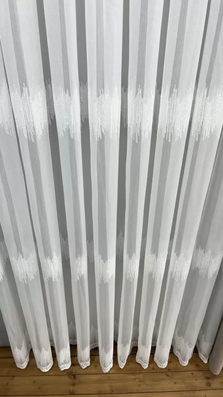 Nakışlı Bamboo İşlemeli Güpürlü Her Odaya Uygun Tül Perde (129455)