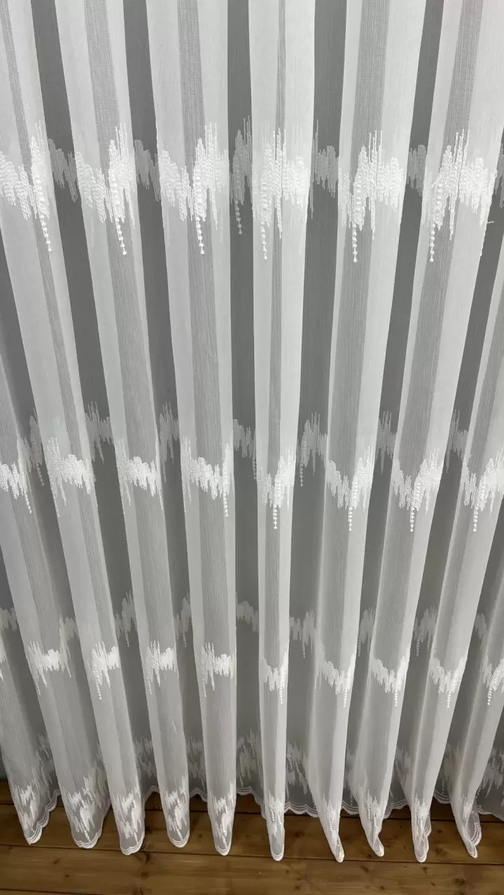 Nakışlı Bamboo İşlemeli Güpürlü Her Odaya Uygun Tül Perde (12P9448)